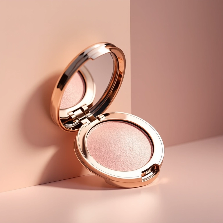 Embalagem elegante de iluminador em pérolas.