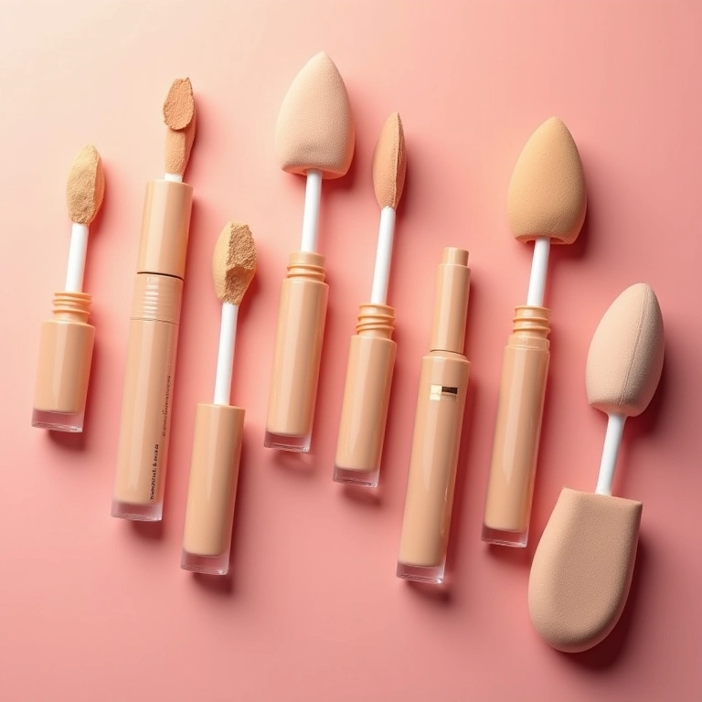 Escolha da cor ideal do corretivo com esponjinha.