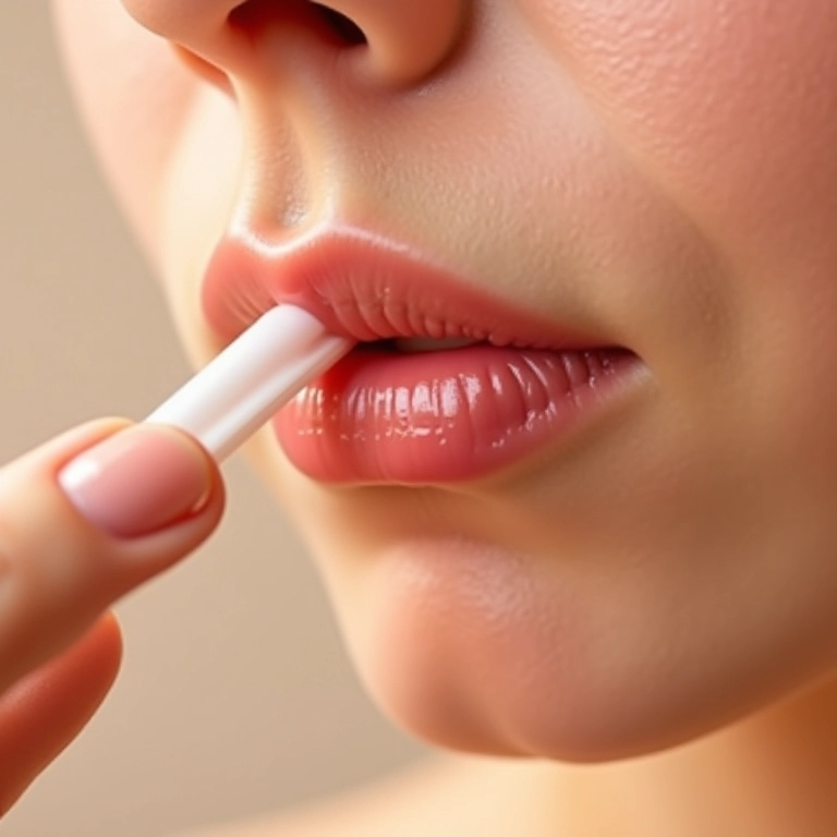 Esfoliação labial antes da hidratação.