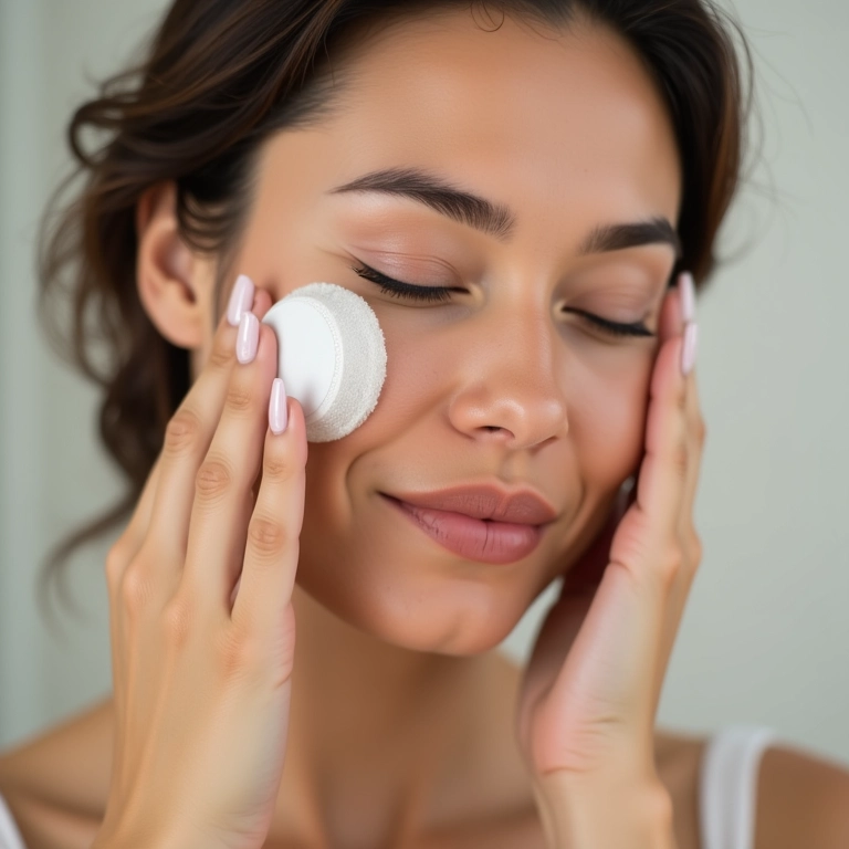 Esfoliação suave com aparelho elétrico de limpeza facial.