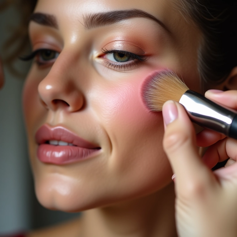 Esfumado para um contorno natural com blush.