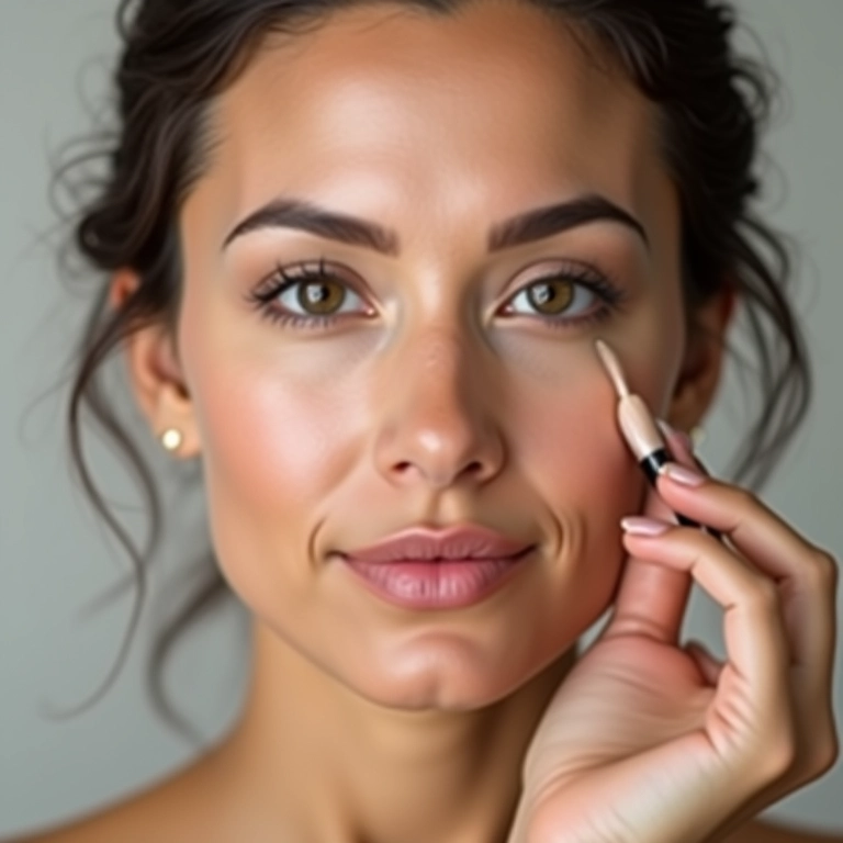 Esfumando a maquiagem de contorno com pincel para um acabamento natural.