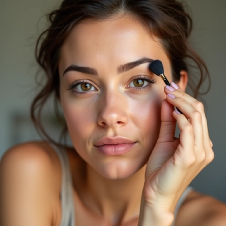 Esfumando e penteando as sobrancelhas com um pincel escova.