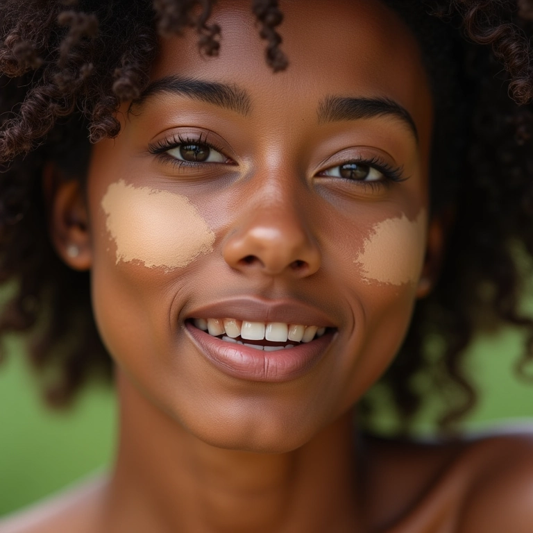 Esfumando o iluminador para um acabamento natural e uniforme.
