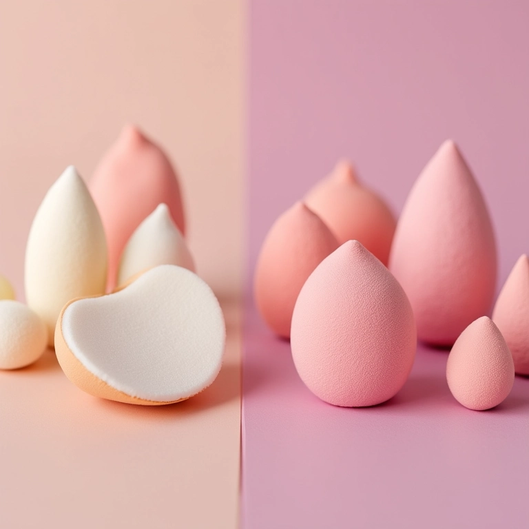 Esponjas de maquiagem de diferentes materiais.