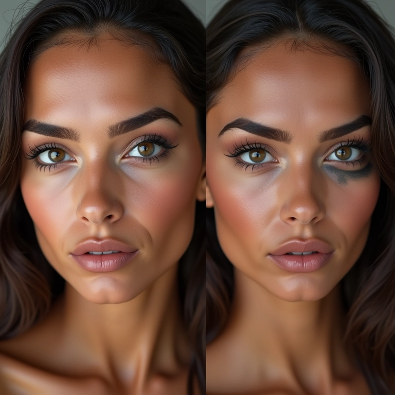 Evitando sombras escuras no canto externo dos olhos.