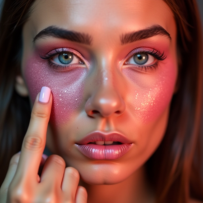 Evite blush muito cintilante em rostos redondos.