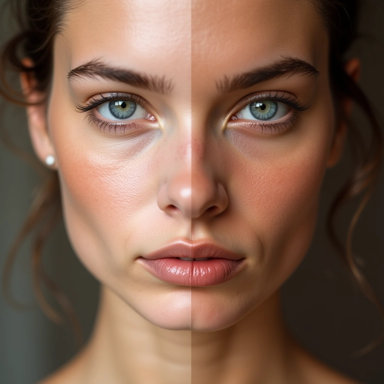 Exemplo de aplicação correta e incorreta de bronzer frio.