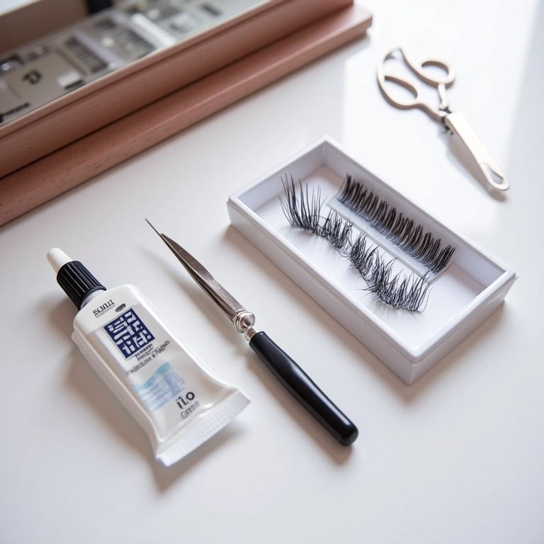 Ferramentas essenciais para aplicar cílios postiços.
