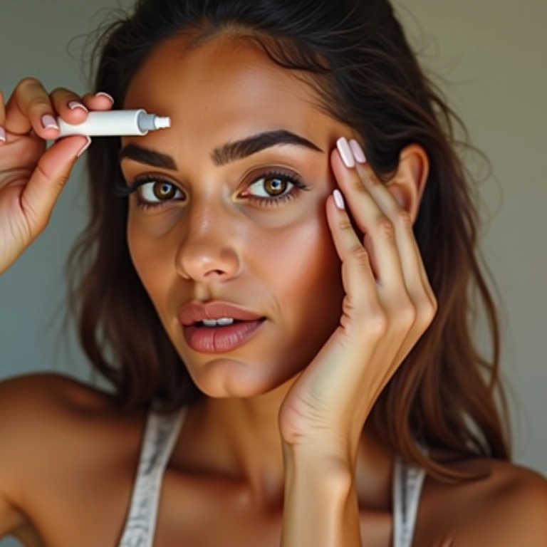 Finalizando a sobrancelha com gel.