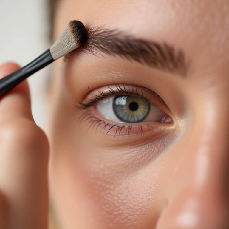 Fixando o preenchimento das sobrancelhas com produto específico.