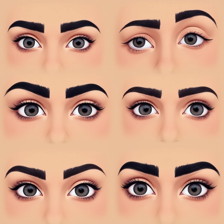 Formatos diferentes de sobrancelhas em rostos diversos.