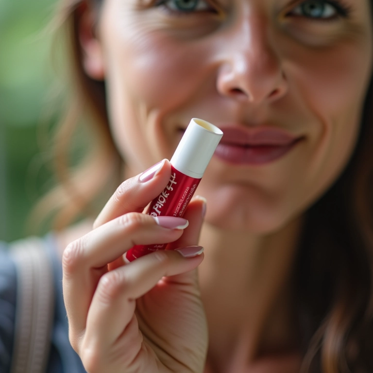 Hidratante labial em bastão.