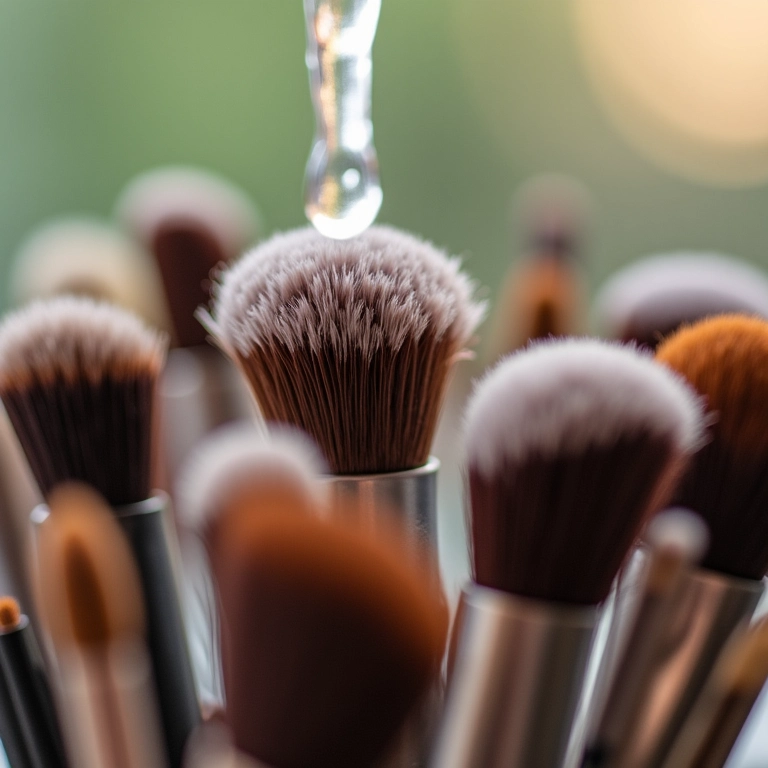 Higiene de pincéis de maquiagem.