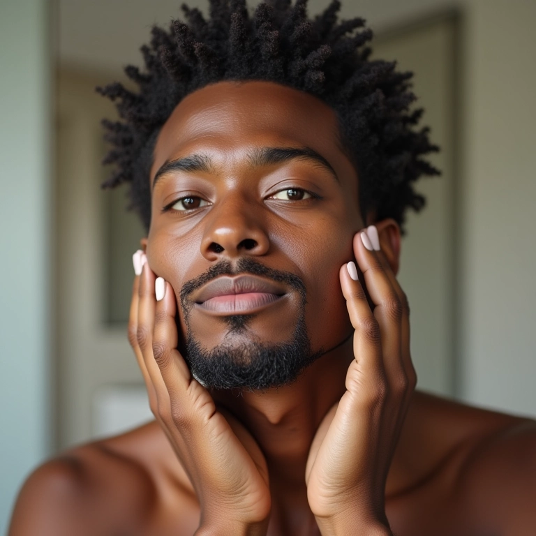 Homem removendo a maquiagem corretamente.