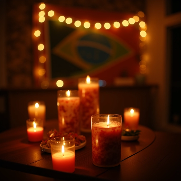 Iluminação aconchegante para festa com luzes e velas.
