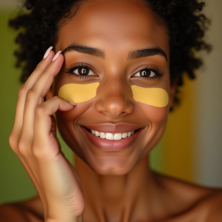 Iluminação da pele com pó translúcido amarelo.