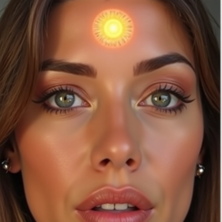 Iluminação no centro da testa para atrair a atenção.