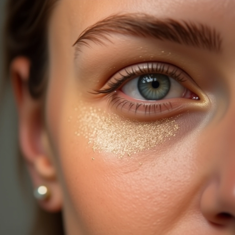 Iluminador abaixo da sobrancelha para levantar o olhar.