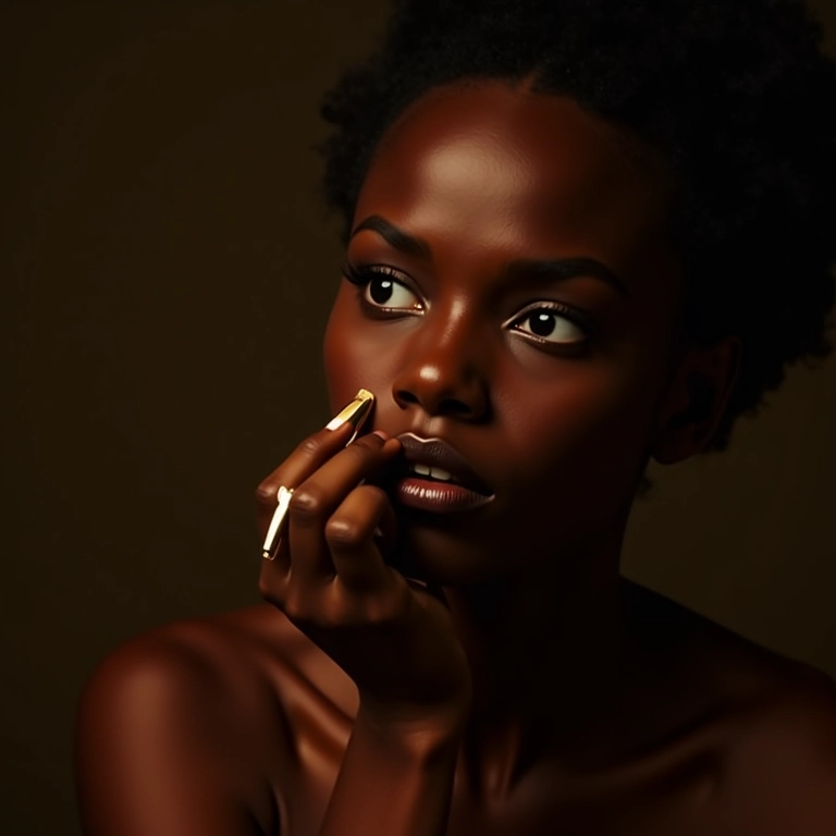 Iluminador dourado para pele morena e negra.