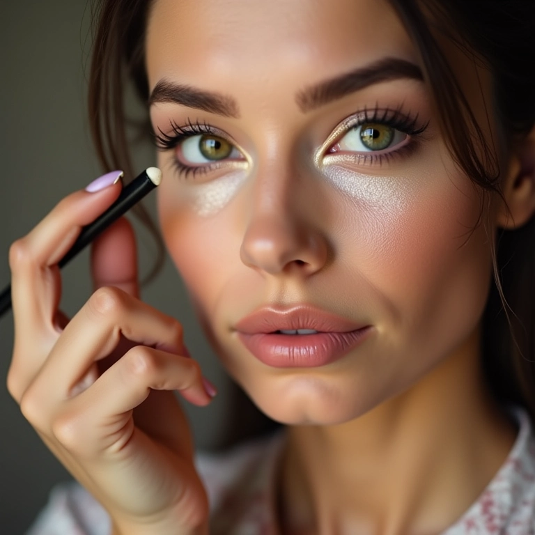 Iluminador em pérolas de longa duração, aplicação.