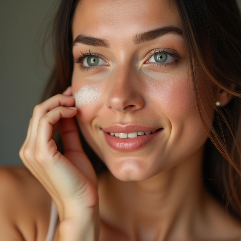 Iluminador em pó solto ideal para pele clara, proporcionando um brilho suave e elegante.