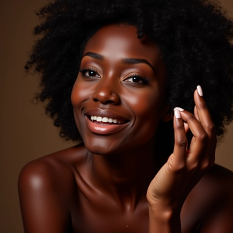 Iluminador em pó solto para pele negra, proporcionando um efeito luminoso e radiante.