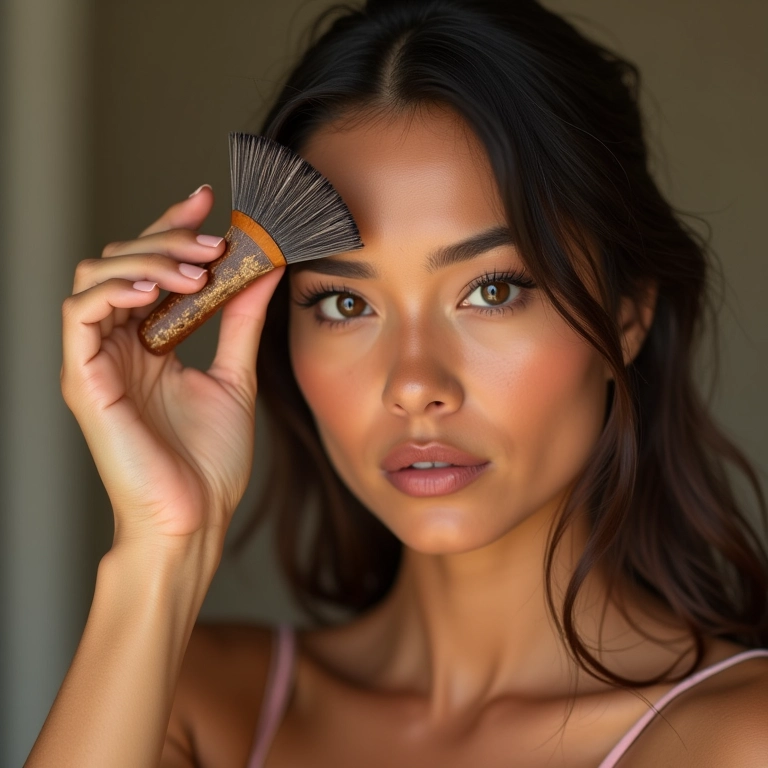 Iluminador nas têmporas para um visual radiante.