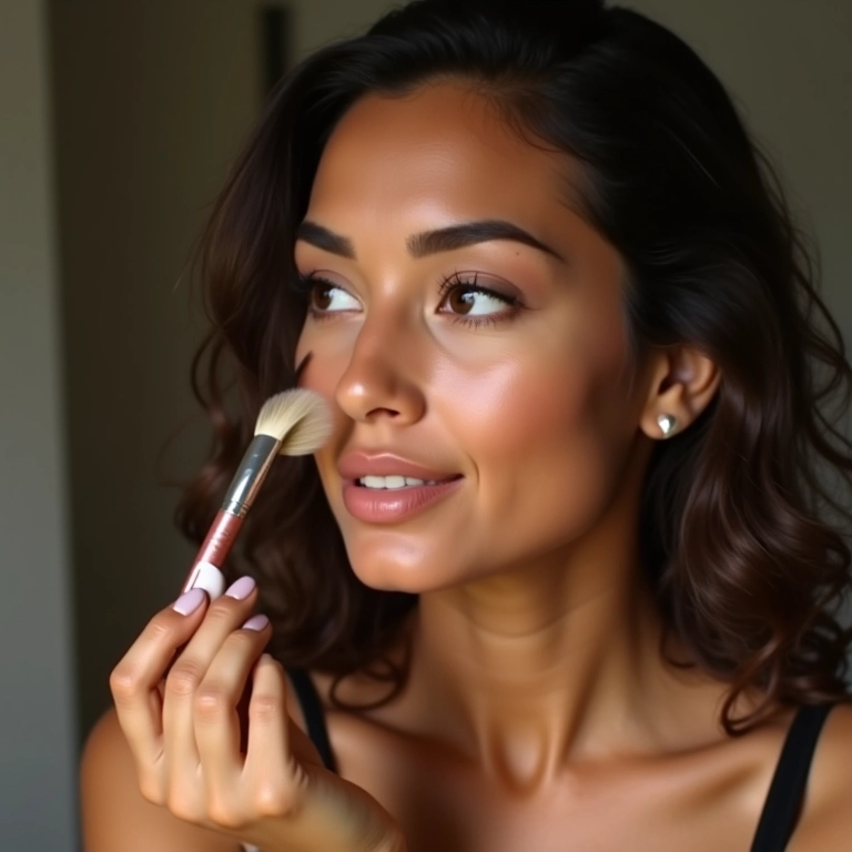 Iluminador no arco do cupido para realçar os lábios.