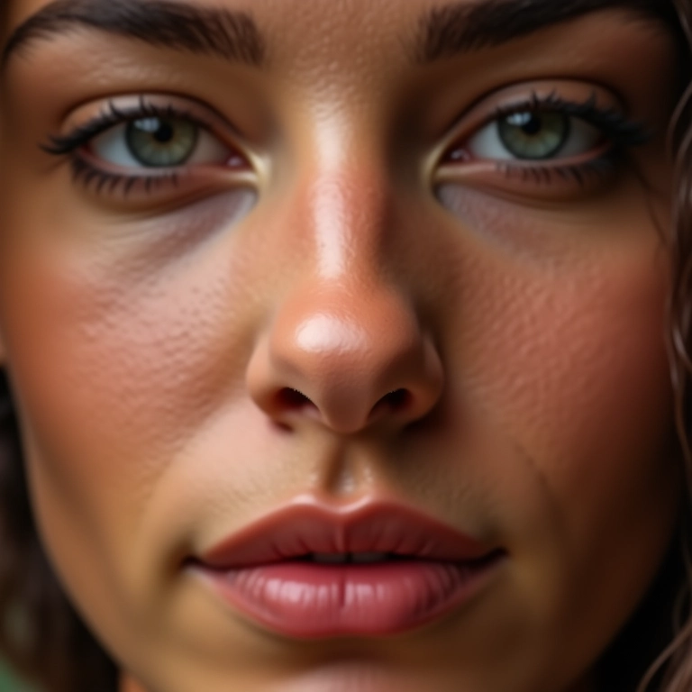 Iluminador no centro do nariz.