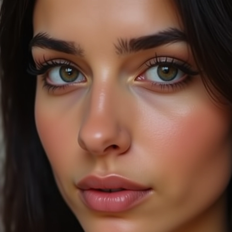 Iluminador no nariz destacando o olhar feminino.