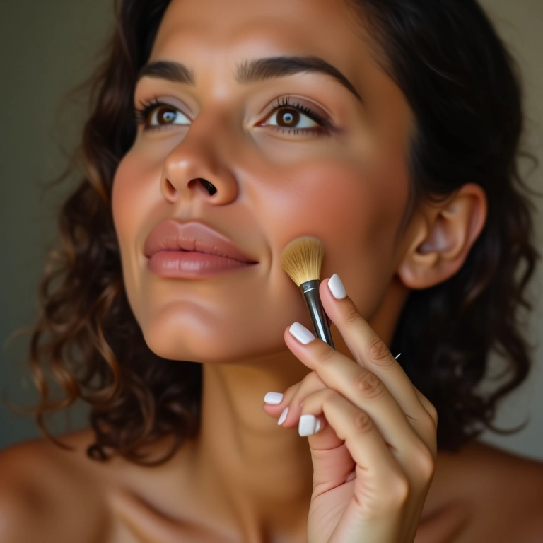 Iluminador no queixo para equilibrar o rosto.