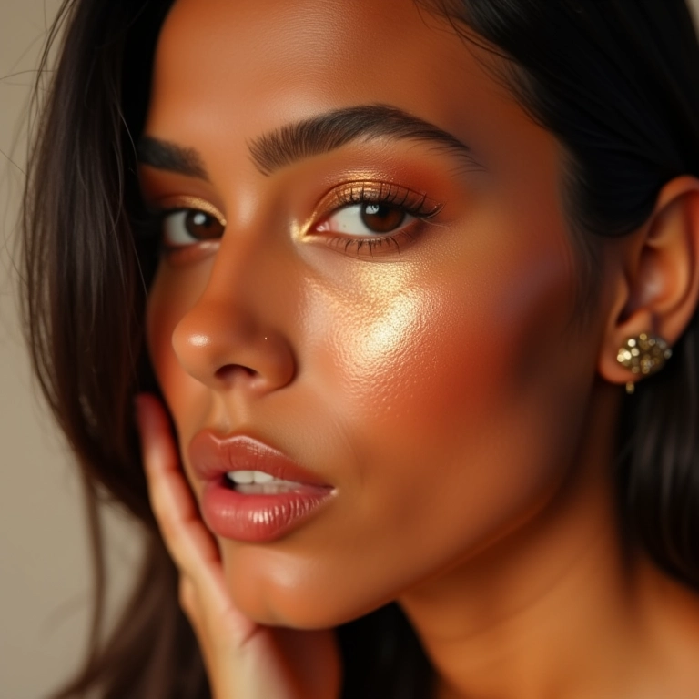 Iluminador para realçar os pontos fortes do rosto.