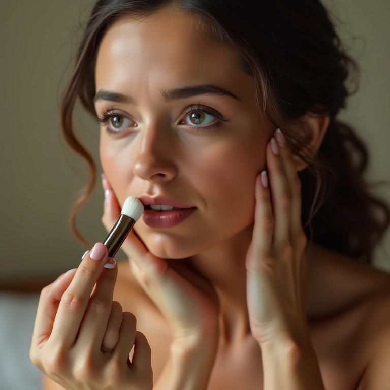 Iluminador sendo usado para disfarçar imperfeições no nariz.