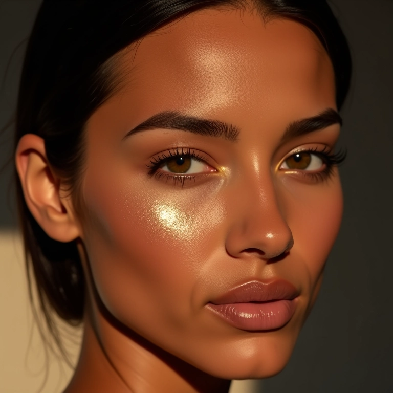 Iluminando abaixo da sobrancelha.