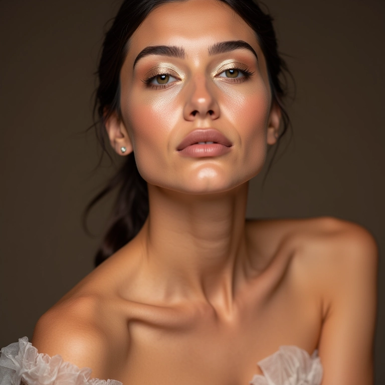 Iluminando as clavículas com maquiagem.