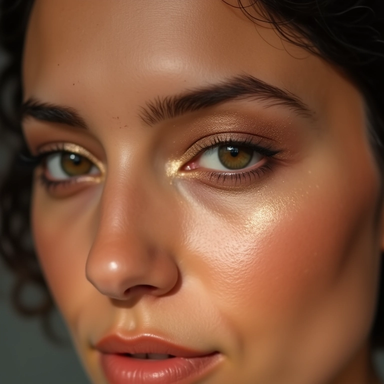 Iluminando o canto interno do olho com sombra cintilante.