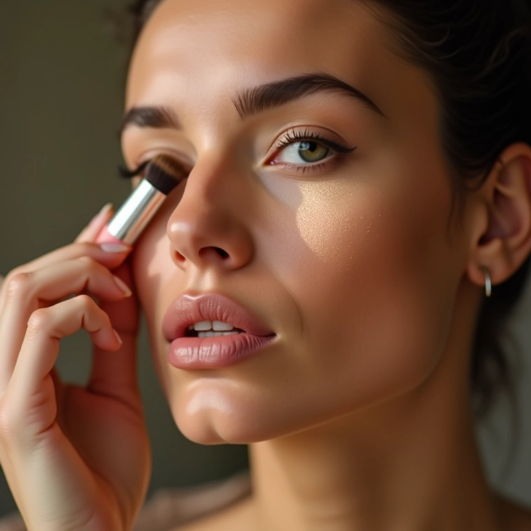 Iluminando o nariz com maquiagem.