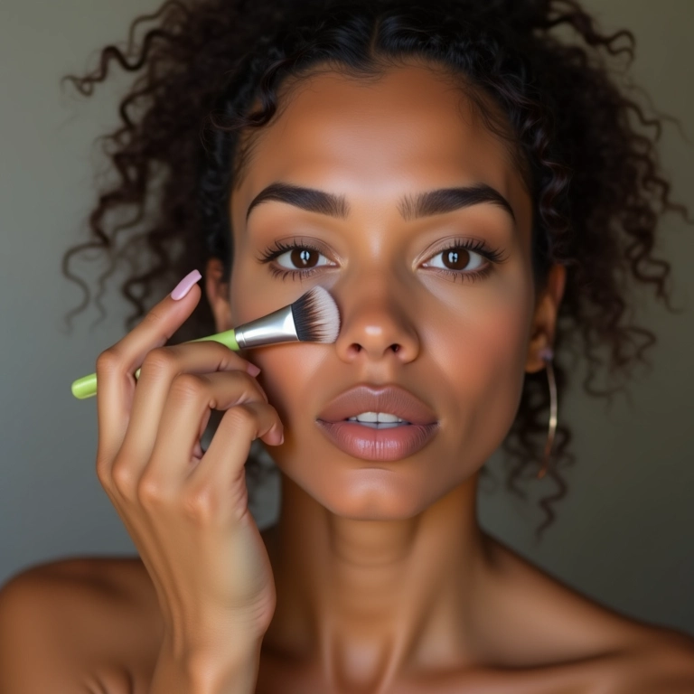 Influenciadora brasileira definindo os traços com contorno.