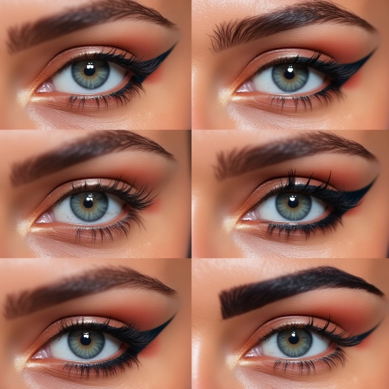 Inspire-se em referências de maquiagem com delineado gráfico online.