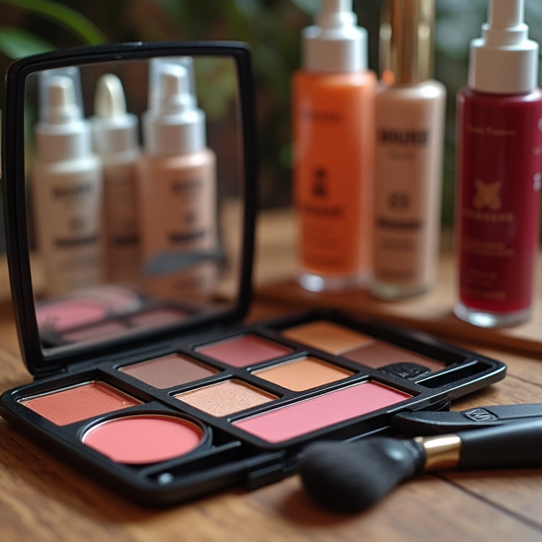 Kit de maquiagem com itens vencidos.