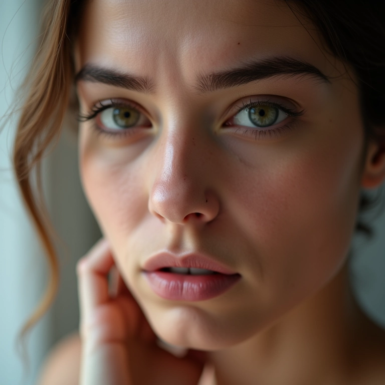 Lacrimejamento e irritação nos olhos após uso de maquiagem.