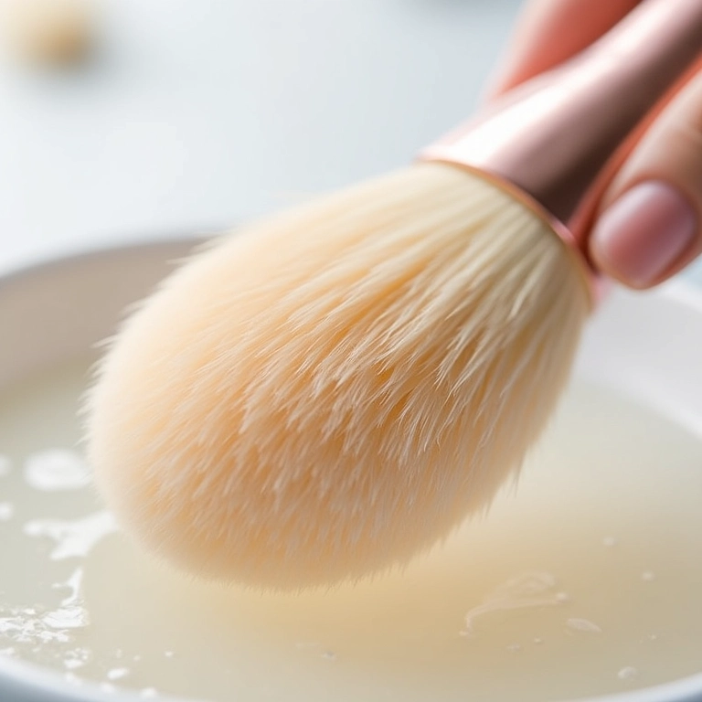 Lavando pincéis de cerdas naturais.