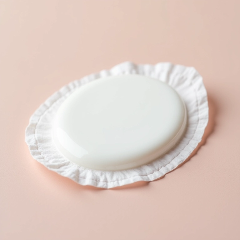 Leite de magnésia em um algodão com pele matte ao fundo.