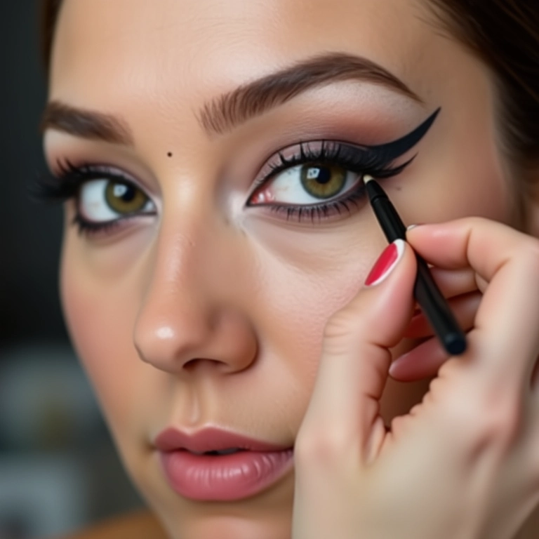 Limpando os erros do delineado gráfico com cotonete e demaquilante.