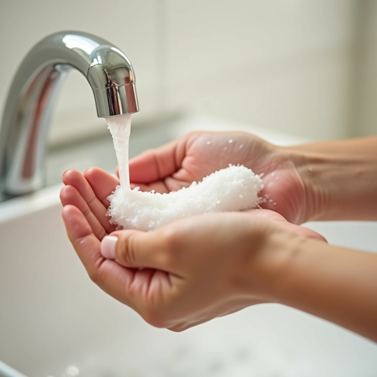 Limpando pincéis com shampoo de bebê.