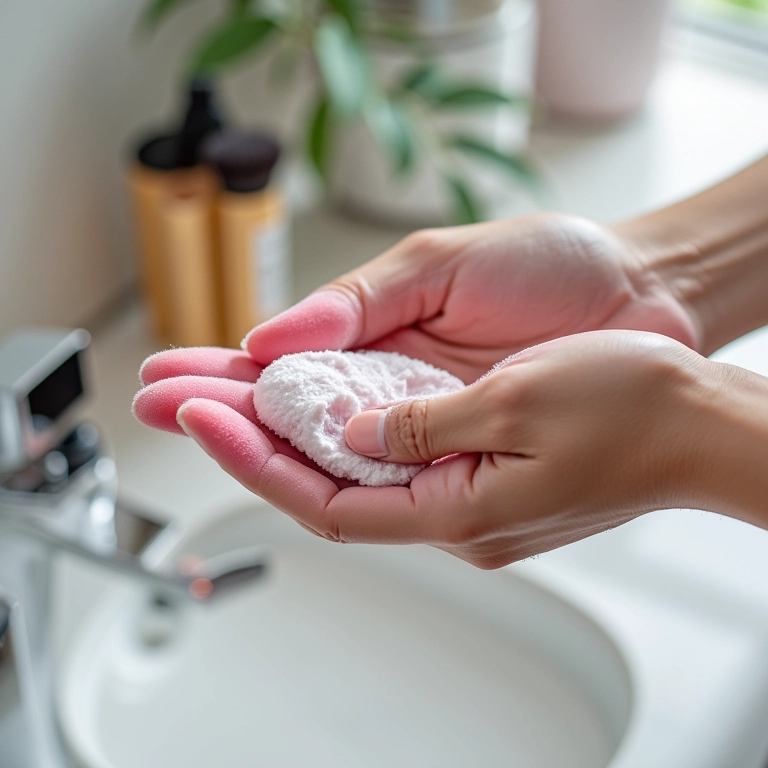 Limpando pincéis de cerdas sintéticas.