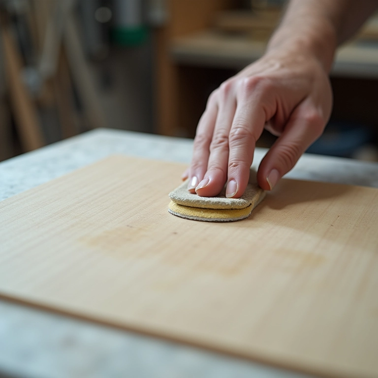 Lixando superfície após aplicação de primer.