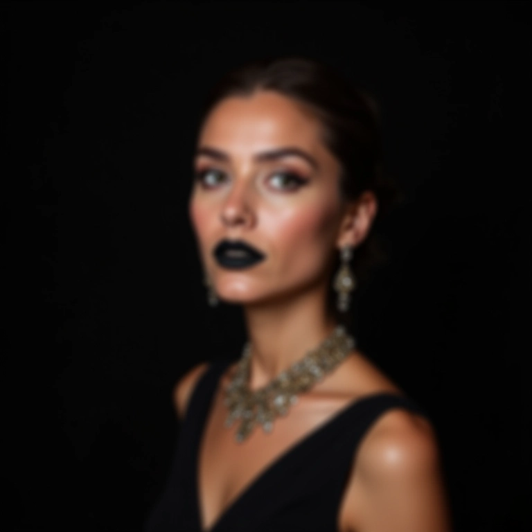 Look sofisticado com batom preto matte para a noite.