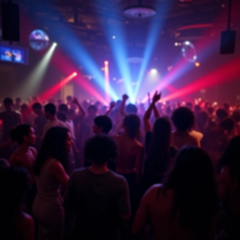 Luzes estroboscópicas piscando em festa brasileira animada.